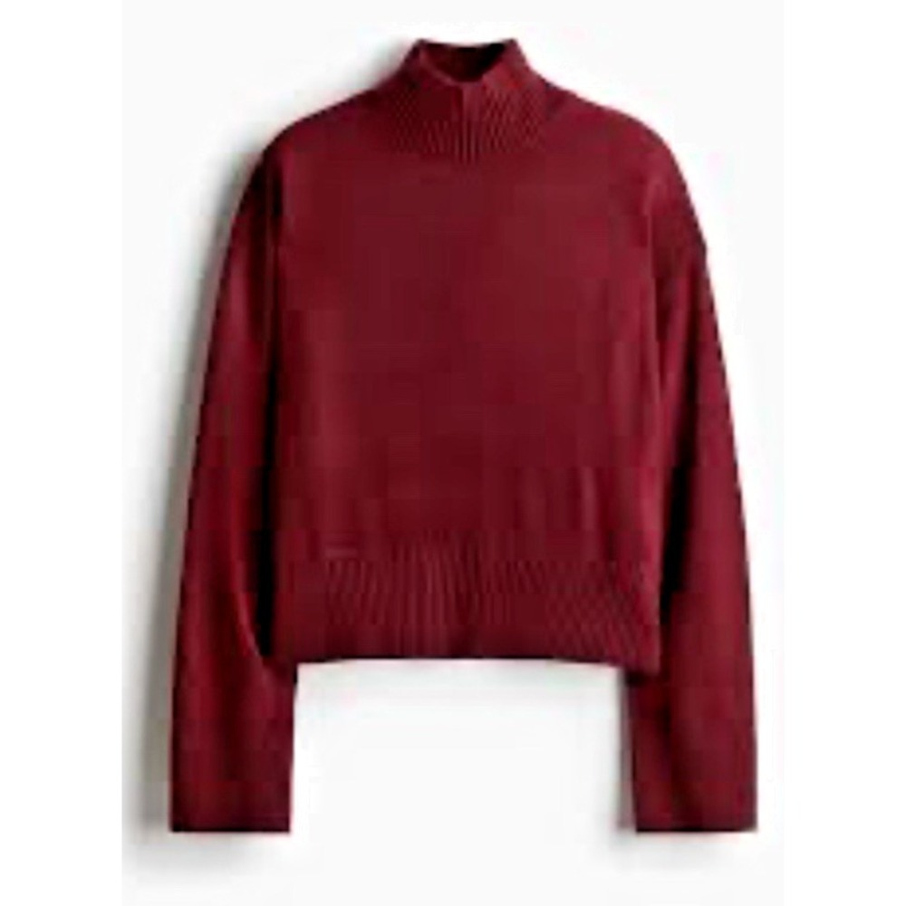 Divided H&M Fine Knit Mock Turtleneck Long Sleeve Sweater Burgandy Womens‎ Small
